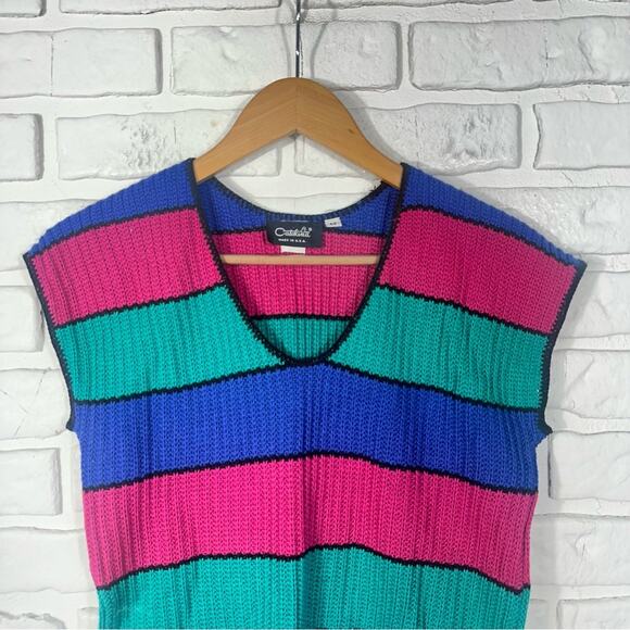 Vintage Multicolor Striped Sweater Top Size Medium - Picture 7 of 8